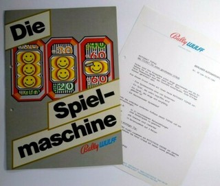 Bally Wulff Rotomat Topas Slot Machine Flyer Original German Text Letterhead '84