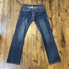 True Religion Joey Super T Flared Jeans  TWISTED Thick Stitch USA Womens 30x30