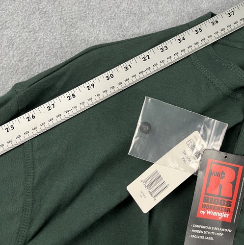 Camisa Henley Wrangler Riggs Ropa de Trabajo Para Hombres 2XL Manga Larga Verde Nueva con Etiquetas Defecto - Imagen 10 de 11