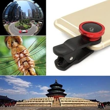 3in1 Fisheye Camera Angle Widener Macro Lens Clip for iPhone Samsung Sony IPAD