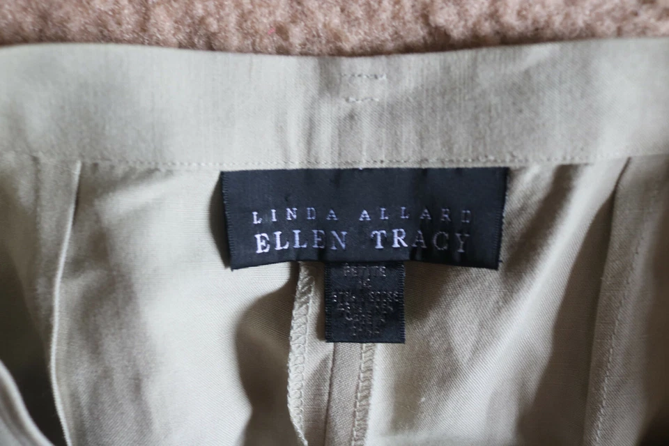 Pantalones para mujer Linda Allard Ellen Tracy color caqui mezcla de lino talla 14 Foto 3 de 4