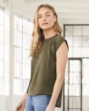 BELLA + CANVAS - Women’s Flowy Rolled Cuffs Muscle Tee - 8804