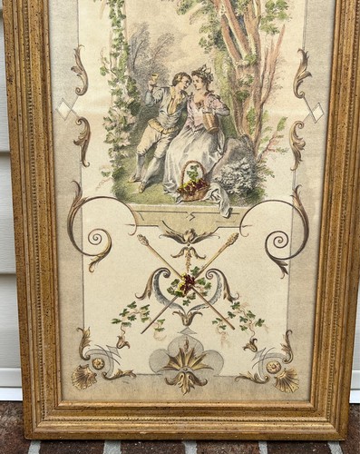 VINTAGE SET TWO YOUNG LOVERS & DRINKERS PRINTS FRANCIOS BOUCHER ANTOINE WATTEAU - Picture 10 of 12