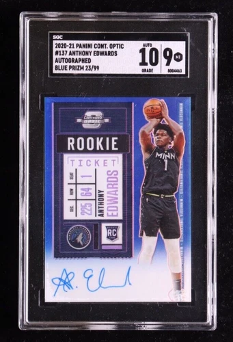 Anthony Edwards 2020 Contenders Optic Ticket Blue RC Auto Rookie Card /99 SGC 10