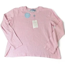 Hill House The Ivy Sleep Long Sleeve Sleep Tee Bubblegum Gingham Small