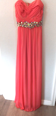 GOWN homecoming Formal Dress Coral Orange Size 3 Strapless Aurora Boreal  PROM | eBay