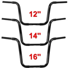 Black 10'' 12'' 14'' 16'' Rise Handlebars Ape Hangers Fat 1-1/4" Bars For Harley