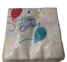 Vtg American Greetings Forget Me Not Happy Birthday Napkins Triple Ply USA NOS