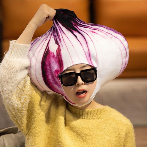 Vegetable Onion Hat Costume Fancy Dress Creative Soft Warm Headgear Winter - Picture 2 of 12
