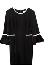 CALVIN KLEIN Black Zipper Back Dress Flared Sleeves Size 6