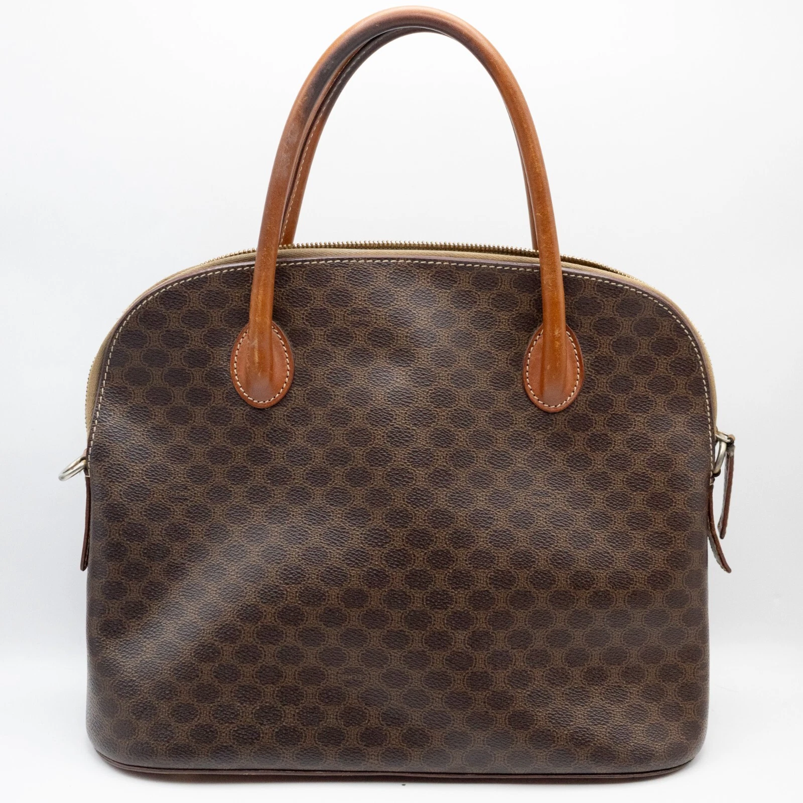 Borsa a mano vintage CELINE in pelle marrone macadam originale dal GIAPPONE