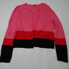 J. Jill Size S Long Sleeves Multicolor Striped Open Front Wool Blend Cardigan