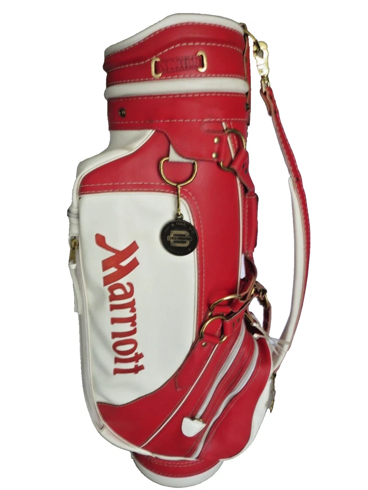 Винтажная сумка для гольфа Belding MARRIOTT HOTELS отличное состояние красная белая кожа - Изображение 3 из 4