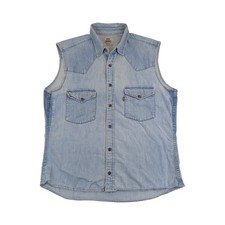 Vintage Jeansweste Levi's L hellblau Denim Western Style Brusttaschen 90er USA