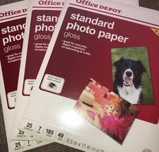 2 Pack + Office Depot Premium Photo Paper Gloss 8.5"x11" 70 Sheets 49lbs NEW