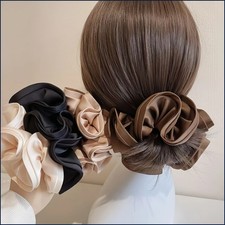 Korean Big Hair Tie Ribbon Scrunchies Satin Elastic Hair Band Bow Women