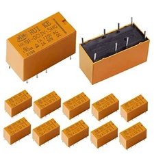 12Pcs DPDT Relay 8 Pin 2NO 2NC Mini PCB Power Relays HK19F-12V 12V Coil