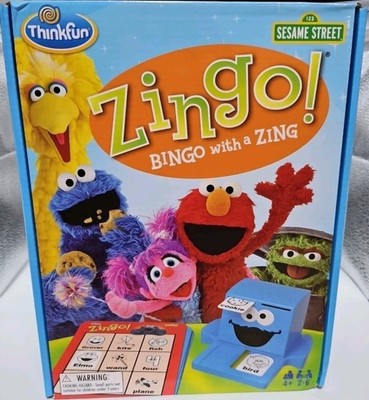SESAME STREET ZINGO! Bingo With A Zing, ThinkFun BUILD LANGUAGE SKILLS AGES 4+