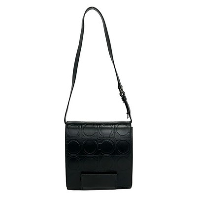 Salvatore Ferragamo Gancini Black Leather Shoulder Bag