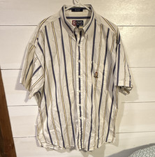 Vintage Chaps Ralph Lauren Striped Short Sleeve Button-Down Cotton Shirt XL 90s