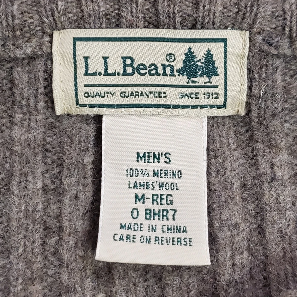 Suéter Comando Lana Merino LL Bean Para Hombres De Colección Talla M Parches Acanalados Capas Foto 4 de 4
