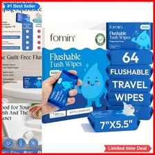 Flushable Travel Wipes 8 Pack 64 Count Unscented Hypoallergenic Biodegradable