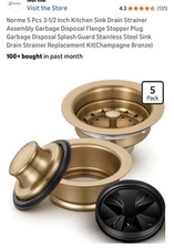 Norme Gold Kitchen Sink Drain Strainer Assembly 5 PCS 3-1/2 Inch