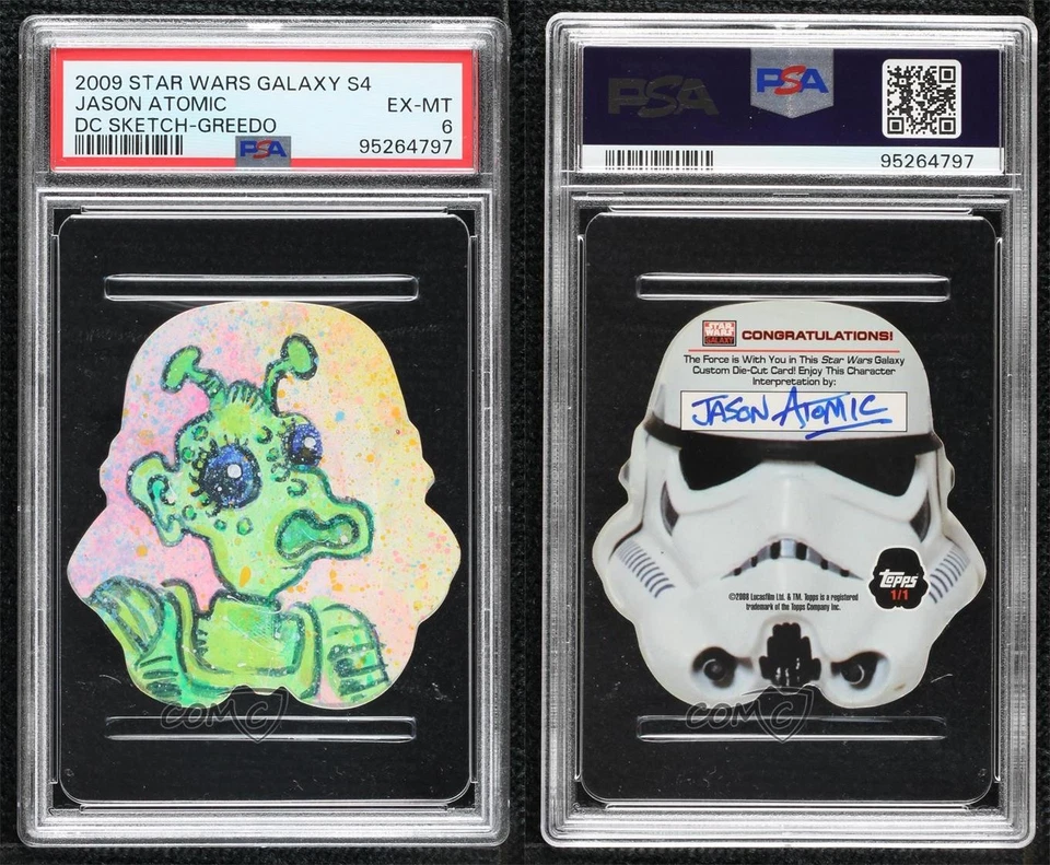 2009 Star Wars Galaxy Series 4 Shaped 1/1 Jason Atomic PSA 6 Auto Sketch i1f - Image 3 of 3