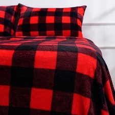 Red and Black Plaid Christmas Sheets Set - Queen Buffalo Plaid - Red/Black