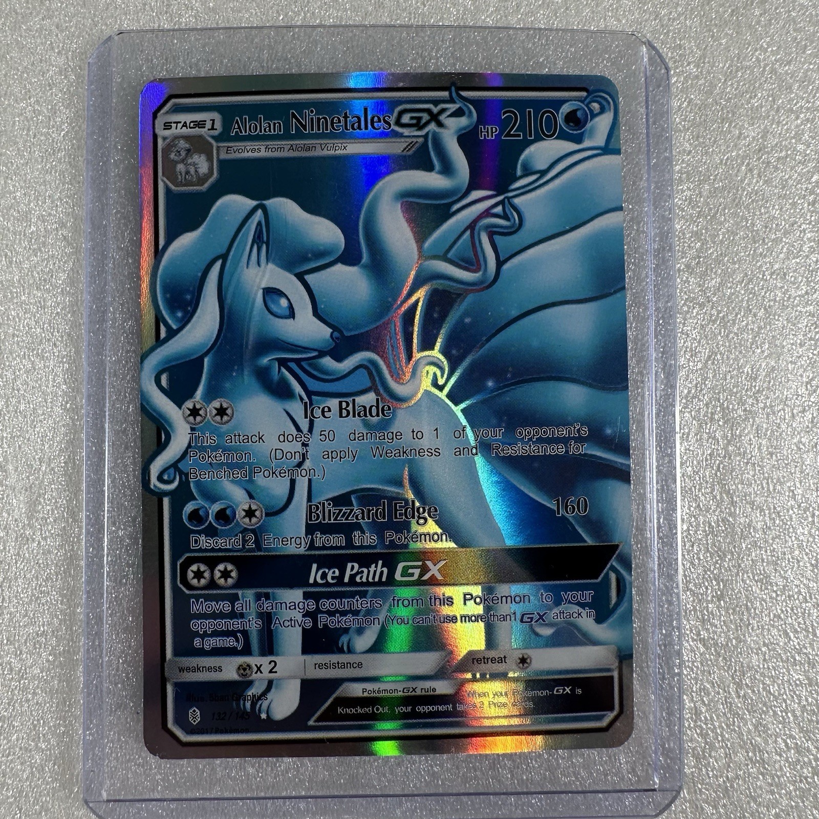 Alolan Ninetales GX (Full Art) 132/145 Sm-Guardians Rising Holo Z7
