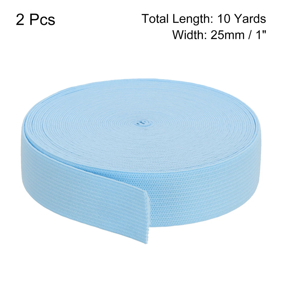 2 bandas elásticas para coser carrete elástico tejido azul cielo de 1 pulgada 10 yardas Foto 2 de 4