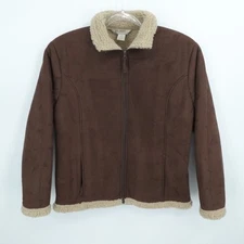 10000 ft Above Sea Level Jacket Womens Large Brown Sherpa Embroidered Gorpcore