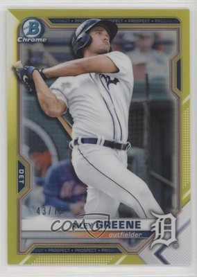 2021 Bowman Chrome Prospects Yellow Refractor 43/75 Riley Greene #BCP-4 fc1