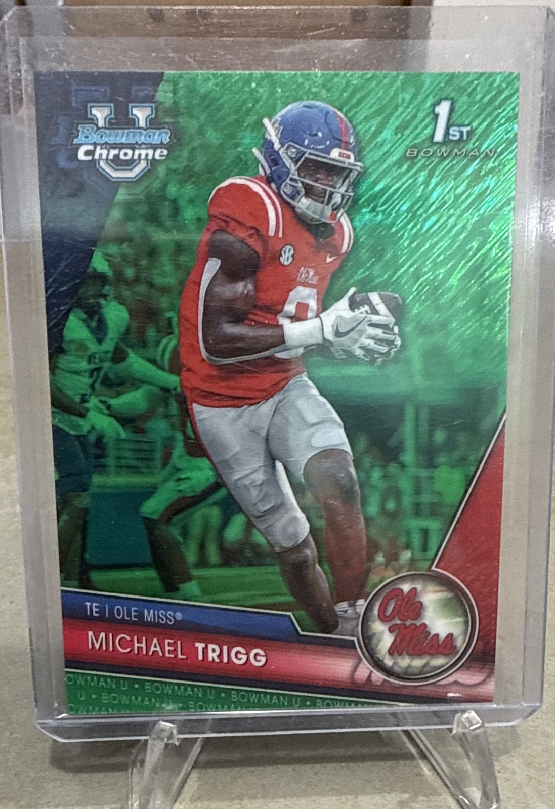 23 Bowman University Chrome Michael Trigg #128 Green Shimmer Refractor /99 (RC)