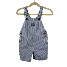 OshKosh B'gosh Hickory Stripe Overalls 24M Blue White Railroad Kids