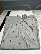 Polo Ralph Lauren Gray w All Over Blue Pony Logo Sleep Lounge Pants Sz M