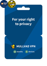 Mullvad VPN  12 Months for 5 Devices  No-Log Security 12 Months, Blue