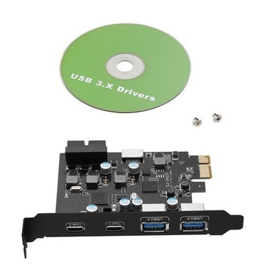 4-Port USB PCIe Expansion Card 5Gbps Speed PCIe X1/X4/X8/X16 Multi-OS Support