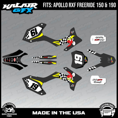 Graphics Kit for Apollo RXF Freeride 150 190 Pecker Series - Smoke