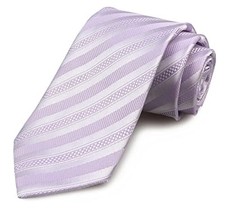 Men's Plaid Striped Tie Floral Patterned One Size Light Lavender Purple