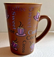 Mulberry Home Collection Sweet Coffee Cocoa Green Mug Ceramic Brown Letters