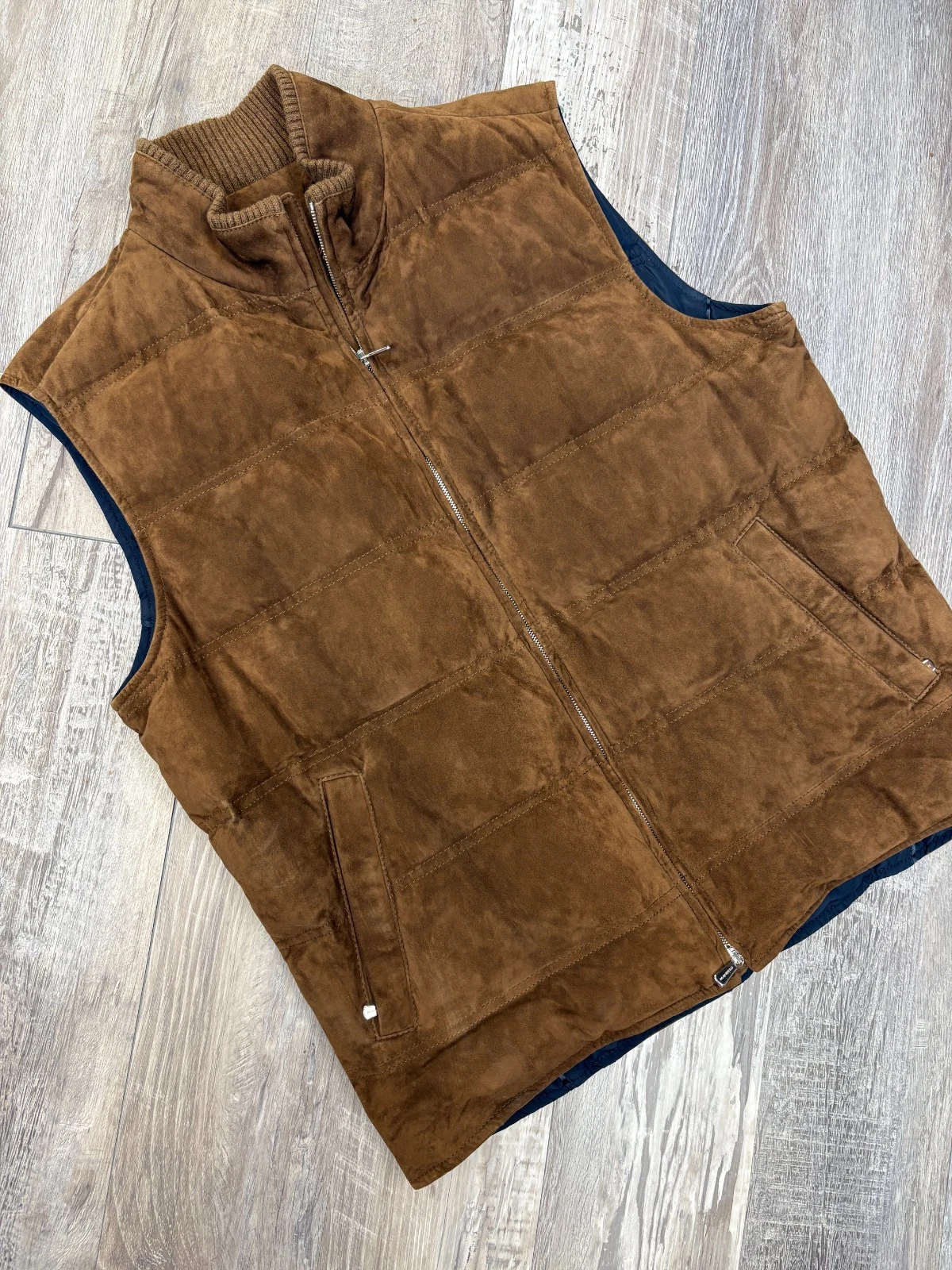 Mandelli Goat Leather Goose Down Cashmere Vest Size 44 (54 EU) - product detail image 6
