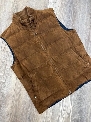 Mandelli Goat Leather Goose Down Cashmere Vest Size 44 (54 EU) image 6