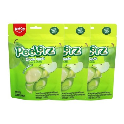 Amos Peelerz Gummies green Apple mit weicher Füllung 65g 3er Pack