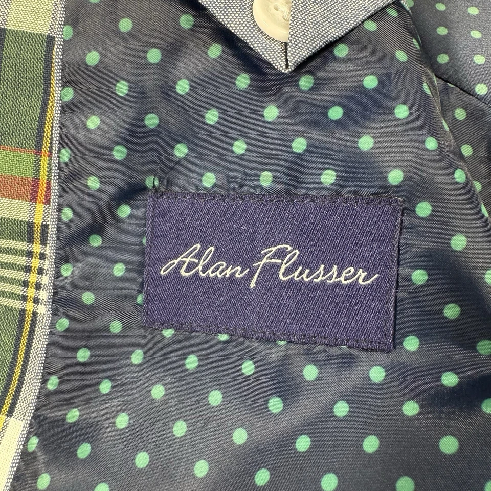 Abrigo Blazer Deportivo Chaqueta de Algodón Inspirada en Madrás Alan River Hombre 46R Verde a Cuadros Foto 2 de 4