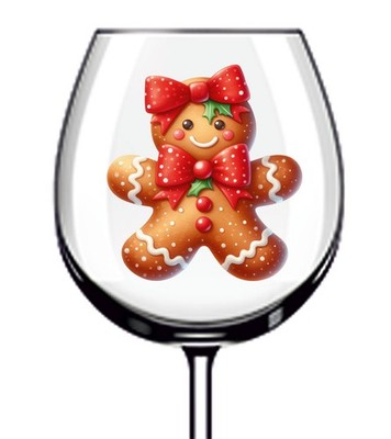12x bunte Weihnachten Gingerman UV DTF Aufkleber - Becher Weinglas Van Auto