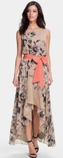 Eliza J Floral Halter Cream Black Chiffon Maxi Dress Size 6