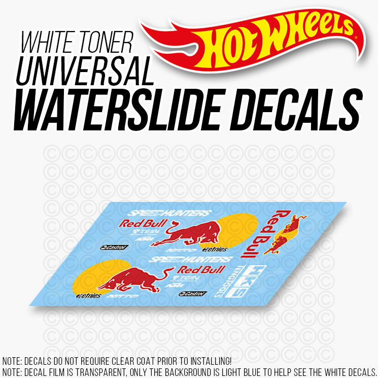 1/64 Scale RED BULL Custom White Toner Universal WaterSlide Decal for Hot