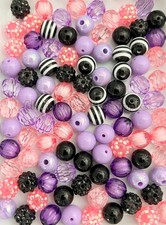 100 Pcs 12mm Pink/Purple Mixed Acrylic Beads - Bubblegum Beads - Chunky Beads