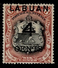 NORTH BORNEO - Labuan QV SG103, 4c on 6c, M MINT. Cat &pound;36.